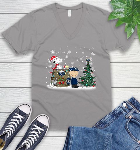 NHL Buffalo Sabres Snoopy Charlie Brown Woodstock Christmas Stanley Cup Hockey V-Neck T-Shirt 3