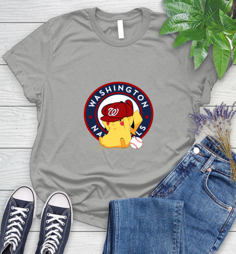MLB Pikachu Baseball Sports Washington Nationals Women's T-Shirt 10