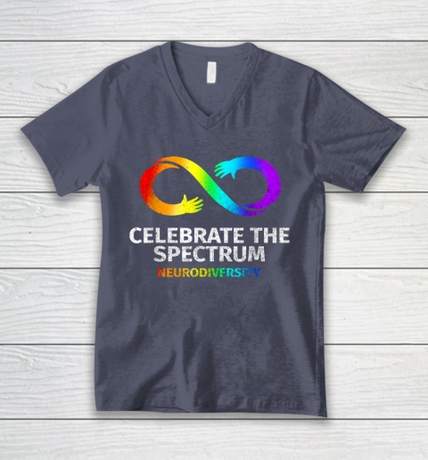 Neurodiversity Celebrate Spectrum Infinity Autism Awareness V-Neck T-Shirt 7