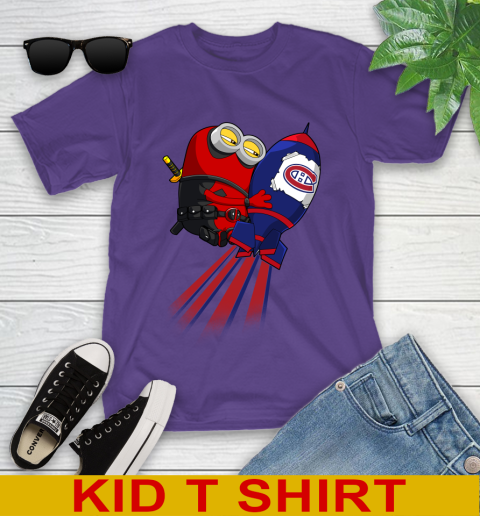 NHL Hockey Montreal Canadiens Deadpool Minion Marvel Shirt Youth T-Shirt 3