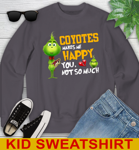 NHL Arizona Coyotes Makes Me Happy You Not So Much Grinch Hockey Sports Youth Sweatshirt 5