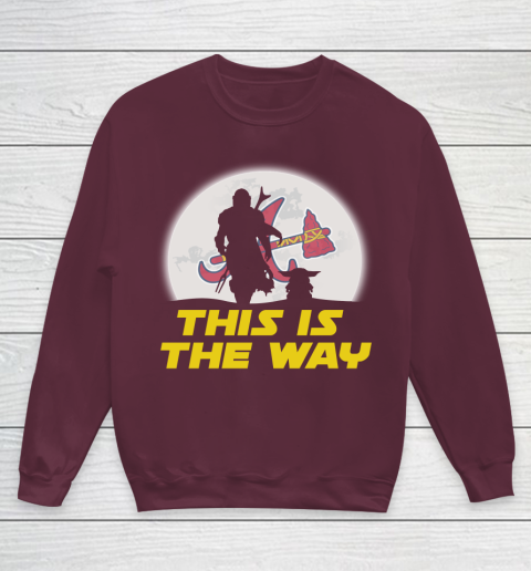 Atlanta Braves MLB Baseball Star Wars Yoda And Mandalorian This Is The Way Youth Sweatshirt 4