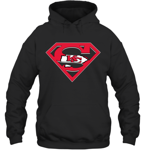 NFL Kansas City Chiefs LOGO Superman wowr nfl kansas city chiefs logo superman hoodie 23 front black