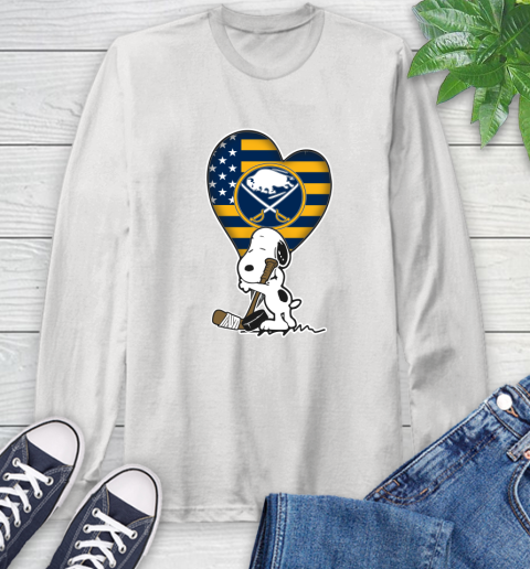 Buffalo Sabres NHL Hockey The Peanuts Movie Adorable Snoopy Long Sleeve T-Shirt