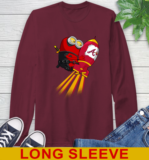 MLB Baseball Atlanta Braves Deadpool Minion Marvel Shirt Long Sleeve T-Shirt 7
