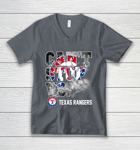MLB Texas Rangers Baseball Can't Stop Vs Rangers V-Neck T-Shirt 4