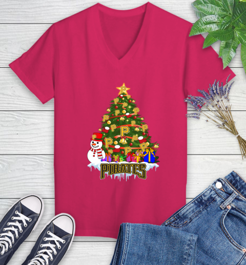 Pittsburgh Pirates Merry Christmas MLB Baseball Sports Women's V-Neck T-Shirt 9