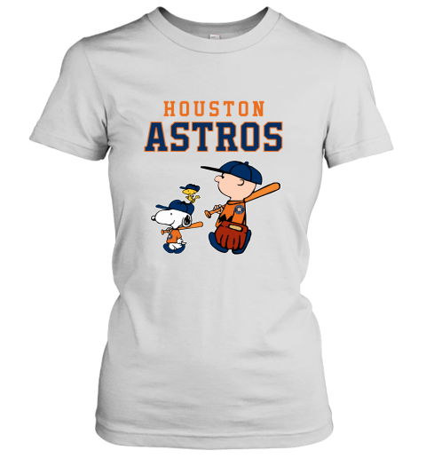 Houston Astros Let's Play Baseball Together Snoopy MLB Shirts Women's T-Shirt