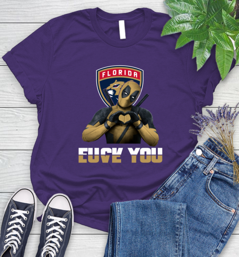 NHL Florida Panthers Deadpool Love You Fuck You Hockey Sports Women's T-Shirt 4