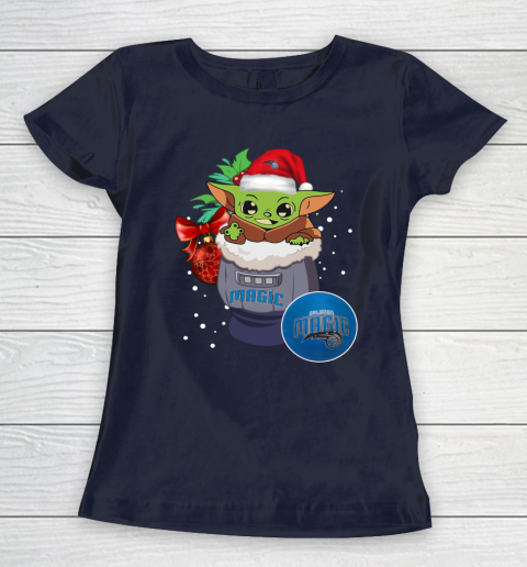 Orlando Magic Christmas Baby Yoda Star Wars Funny Happy NBA Women's T-Shirt 4