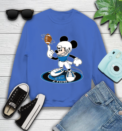 NFL Football Detroit Lions Cheerful Mickey Disney Shirt Youth Sweatshirt 7