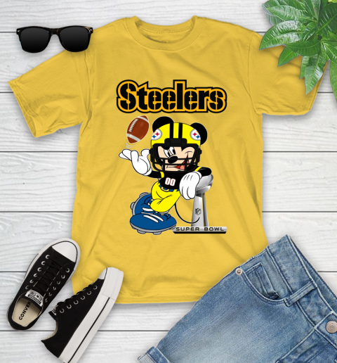 NFL Pittsburgh Steelers Mickey Mouse Disney Super Bowl Football T Shirt Youth T-Shirt 20