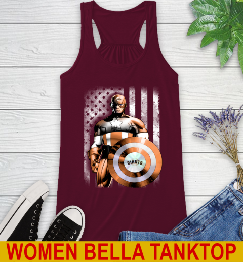San Francisco Giants MLB Baseball Captain America Marvel Avengers American Flag Shirt Racerback Tank 2