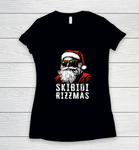 Skibidi Rizzmas Christmas Rizz Santa Claus Charisma Women's V-Neck T-Shirt