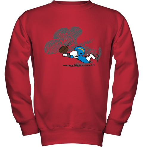 Los Angeles Chargers Snoopy Plays The Football Game Youth Sweatshirt
