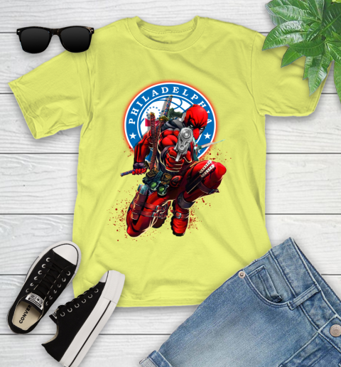 NBA Deadpool Marvel Comics Sports Basketball Philadelphia 76ers Youth T-Shirt 8