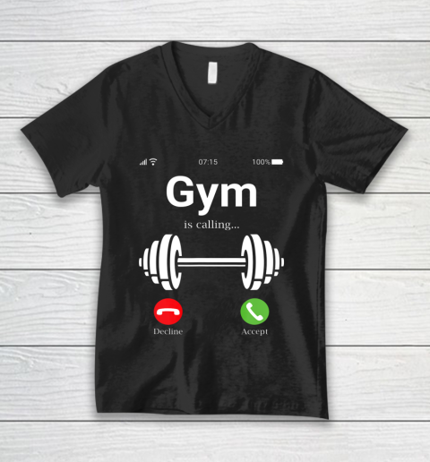 Gym is calling Shirt Funny bodybuilder Muscle Training Day iPhone V-Neck T-Shirt