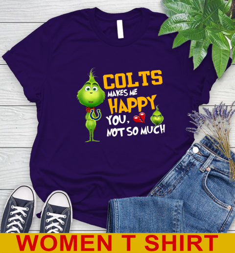 NFL Indianapolis Colts Makes Me Happy You Not So Much Grinch Football Sports Women's T-Shirt 4
