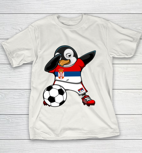 Dabbing Penguin Serbia Soccer Fans Jersey Football Lovers Youth T-Shirt