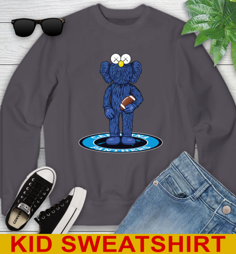 NFL Football Carolina Panthers Kaws Bff Blue Figure Shirt Youth Sweatshirt 6