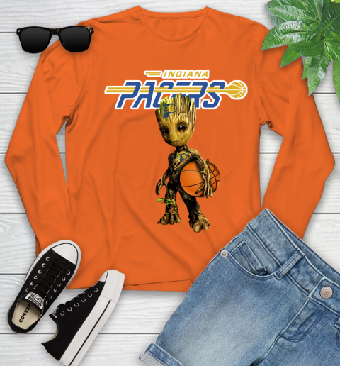 Indiana Pacers NBA Basketball Groot Marvel Guardians Of The Galaxy Youth Long Sleeve 4