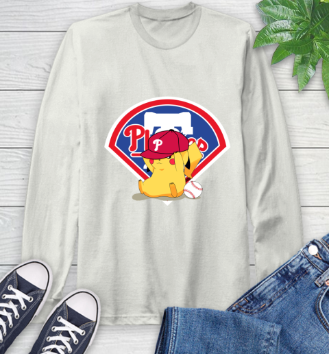 MLB Pikachu Baseball Sports Philadelphia Phillies Long Sleeve T-Shirt 12