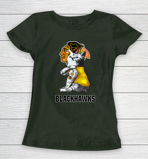 NHL My Cat Loves Chicago Blackhawks Hockey Women's T-Shirt 4
