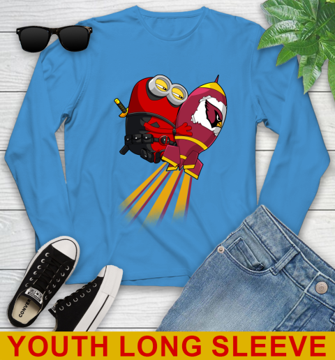 NFL Football Arizona Cardinals Deadpool Minion Marvel Shirt Youth Long Sleeve 8