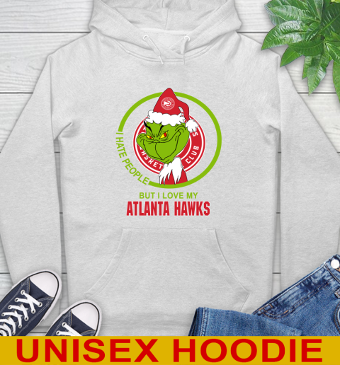 Atlanta Hawks NBA Christmas Grinch I Hate People But I Love My Favorite Basketball Team Hoodie