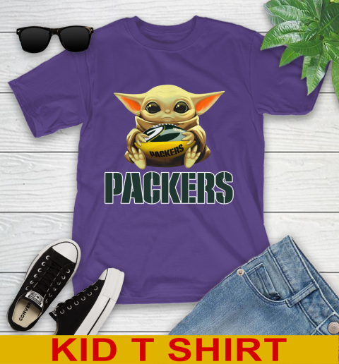 NFL Football Green Bay Packers Baby Yoda Star Wars Shirt Youth T-Shirt 4