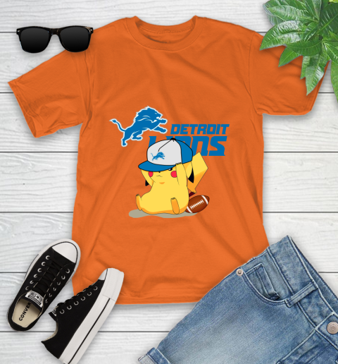 NFL Pikachu Football Sports Detroit Lions Youth T-Shirt 7