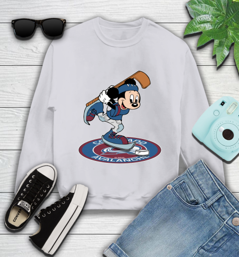 NHL Hockey Colorado Avalanche Cheerful Mickey Disney Shirt Youth Sweatshirt 4