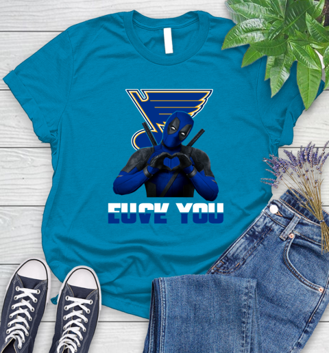 NHL St.Louis Blues Deadpool Love You Fuck You Hockey Sports Women's T-Shirt 10