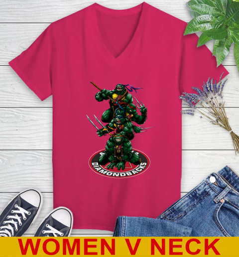 MLB Baseball Arizona Diamondbacks Teenage Mutant Ninja Turtles Shirt Women's V-Neck T-Shirt 10