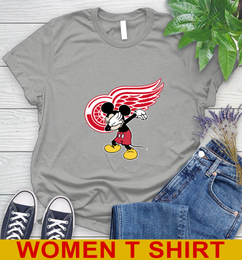 Detroit Red Wings NHL Hockey Dabbing Mickey Disney Sports Women's T-Shirt 11