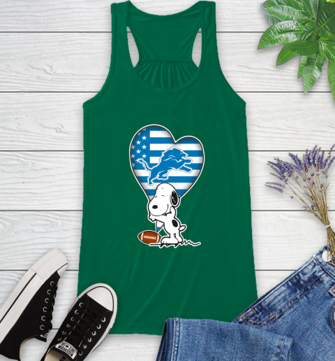 Detroit Lions NFL Football The Peanuts Movie Adorable Snoopy Racerback Tank 7
