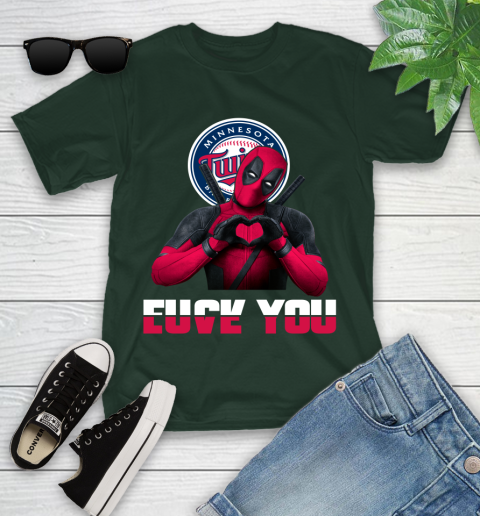 MLB Minnesota Twins Deadpool Love You Fuck You Baseball Sports Youth T-Shirt 20