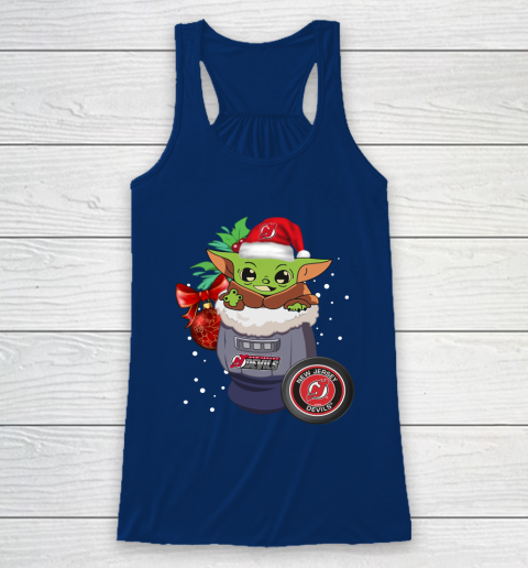New Jersey Devils Christmas Baby Yoda Star Wars Funny Happy NHL Racerback Tank 7