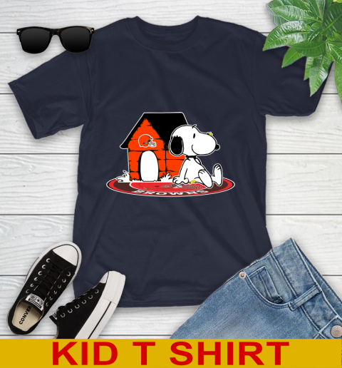 NFL Football Cleveland Browns Snoopy The Peanuts Movie Shirt Youth T-Shirt 3