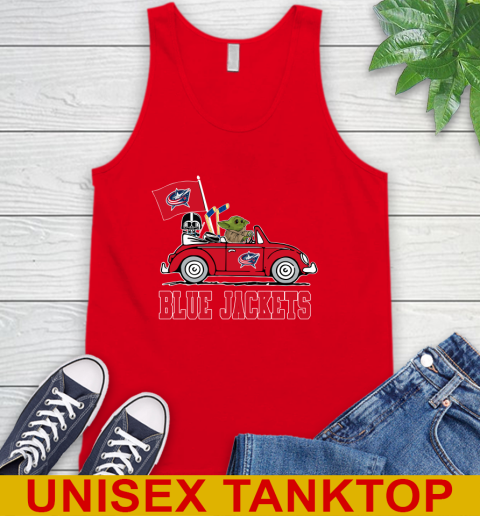 NHL Hockey Columbus Blue Jackets Darth Vader Baby Yoda Driving Star Wars Shirt Tank Top 6