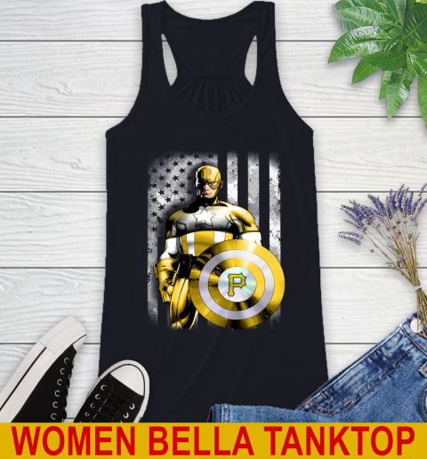 Pittsburgh Pirates MLB Baseball Captain America Marvel Avengers American Flag Shirt Racerback Tank 8