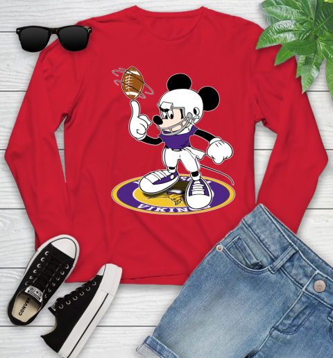 NFL Football Minnesota Vikings Cheerful Mickey Disney Shirt Youth Long Sleeve 11