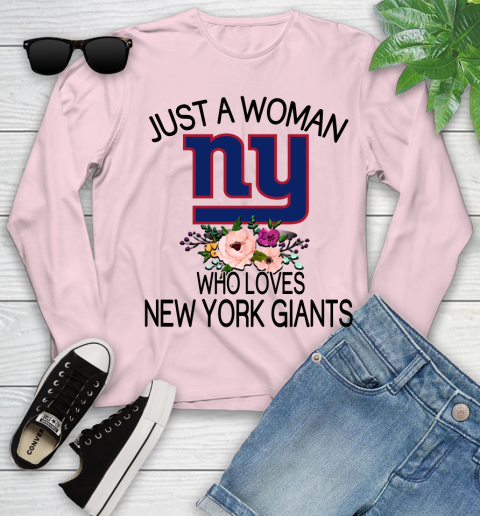 NFL Just A Woman Who Loves New York Giants Football Sports Youth Long Sleeve 7