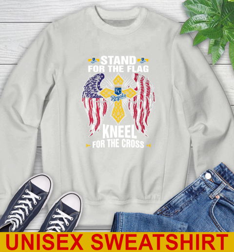 MLB Baseball Kansas City Royals Stand For Flag Kneel For The Cross Shirt Sweatshirt - Image 6