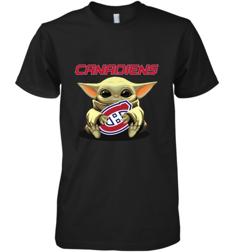 Baby Yoda Hugs The Montreal Canadiens Ice Hockey Premium Men's T-Shirt