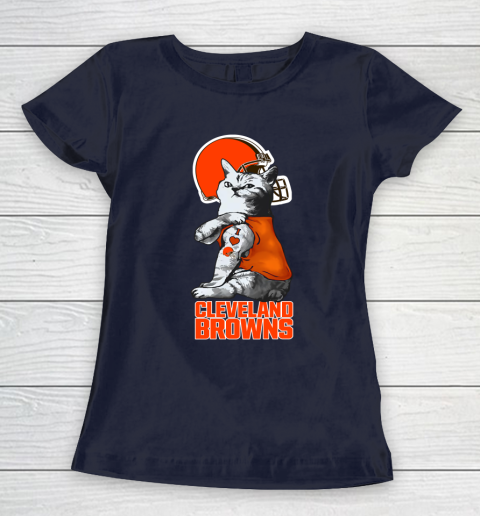 NFL Football My Cat Loves Cleveland Browns Women's T-Shirt 2