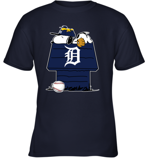 MLB Detroit Tigers Snoopy Charlie Brown Woodstock The Peanuts Movie Baseball  T Shirt Youth Sweatshirt