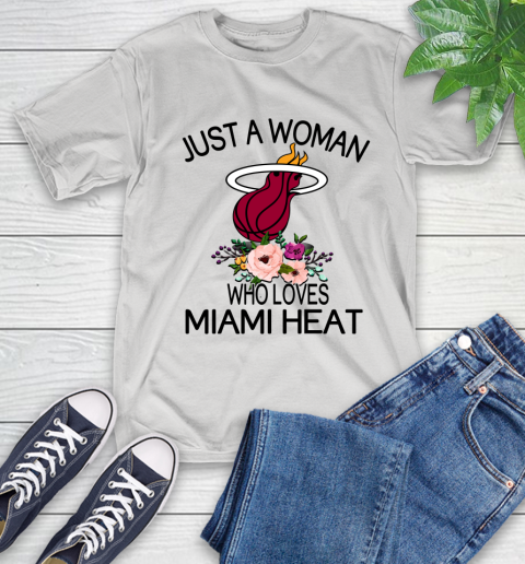 NBA Just A Woman Who Loves Miami Heat Basketball Sports T-Shirt