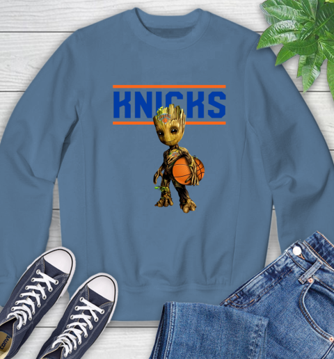 New York Knicks NBA Basketball Groot Marvel Guardians Of The Galaxy Sweatshirt 7