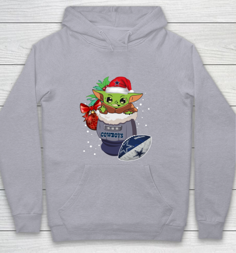 Dallas Cowboys Christmas Baby Yoda Star Wars Funny Happy NFL Youth Hoodie 5